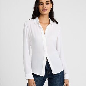 Express Georgette Portofini Classic White Button Down Shirt